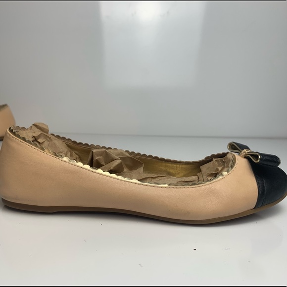 Coach Diore Leather Ballet Flats Cap Toe & Bow Color Block Slice On Shoes - Picture 9 of 16